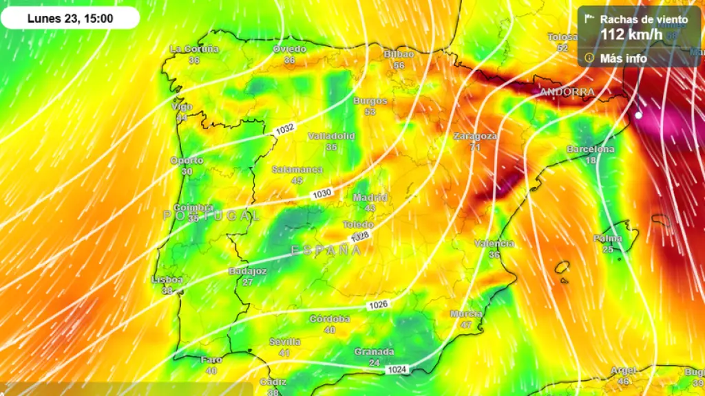 Temperaturas mínimas en la península el domingo 22 de diciembre.