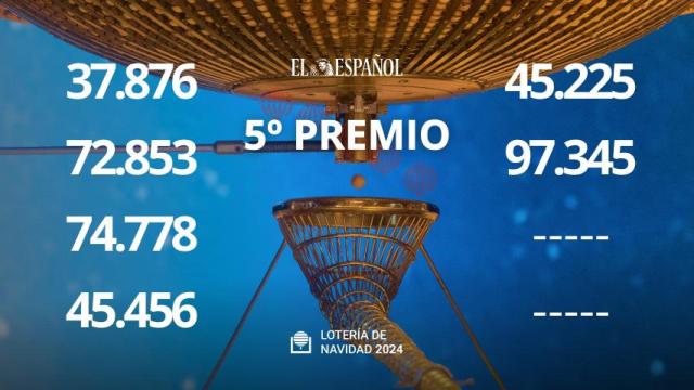 Todos los quintos premios de la Lotería de Navidad 2024.