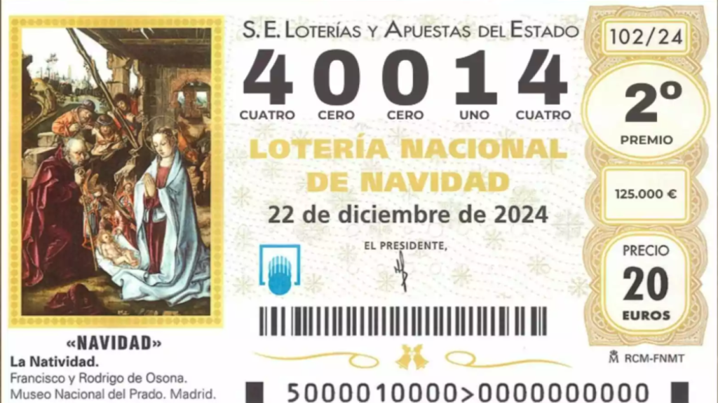 El segundo premio de la Lotería de Navidad.