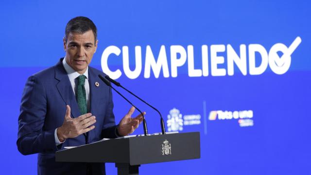 El presidente del Gobierno, Pedro Sánchez, durante la rueda de prensa del balance del año.