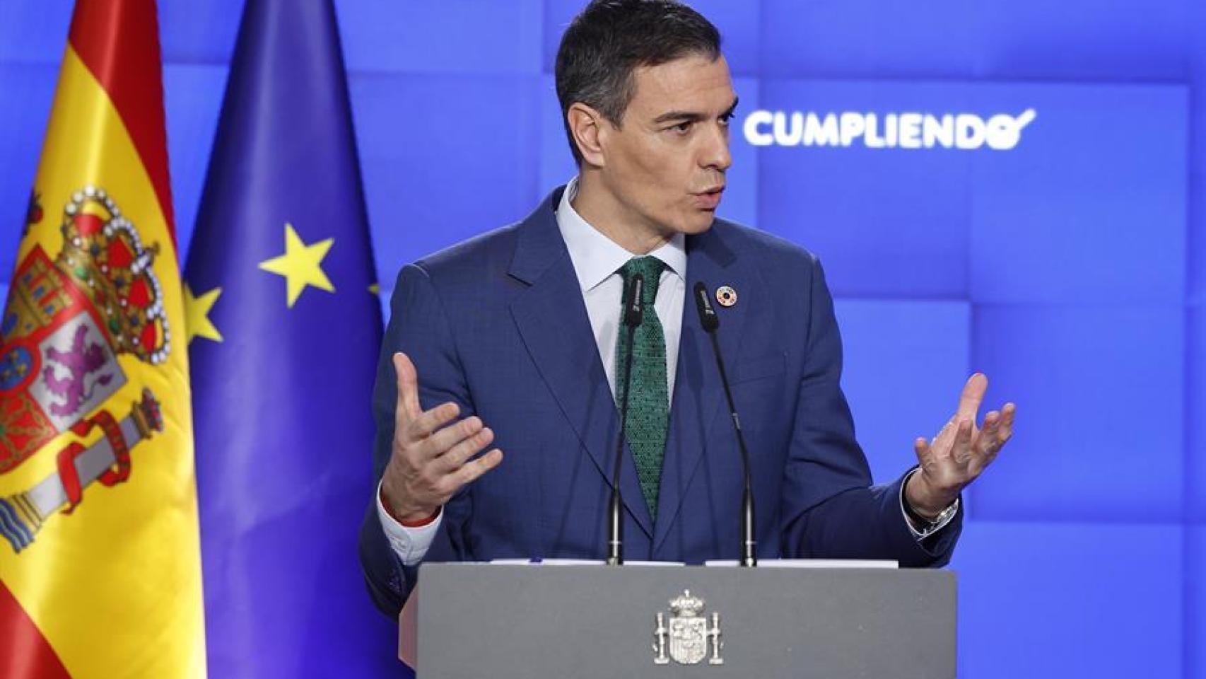 El presidente del Gobierno, Pedro Sánchez, tras el último Consejo Ministros del año.