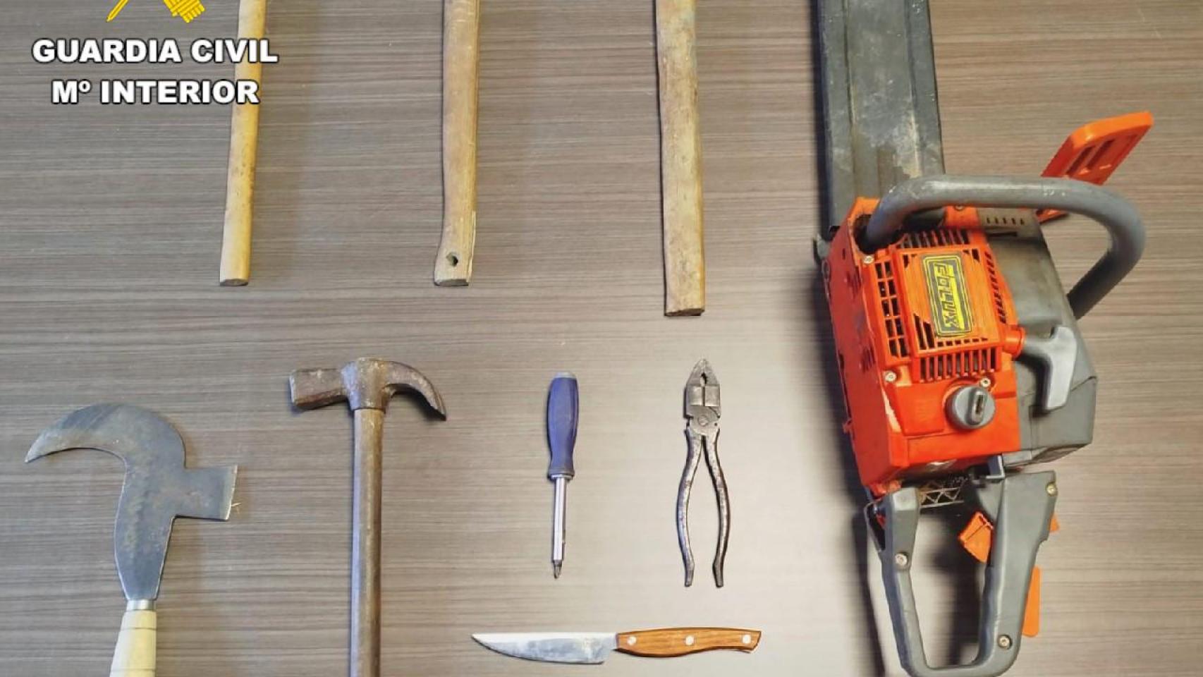 Algunas de las herramientas sustraídas en los robos