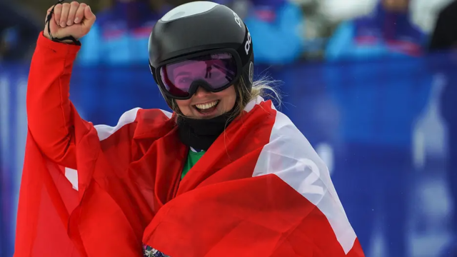 Sophie Hediger, celebrando tras una competición