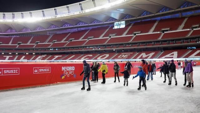 La pista de hielo en el metropolitano del Atlético de Madrid