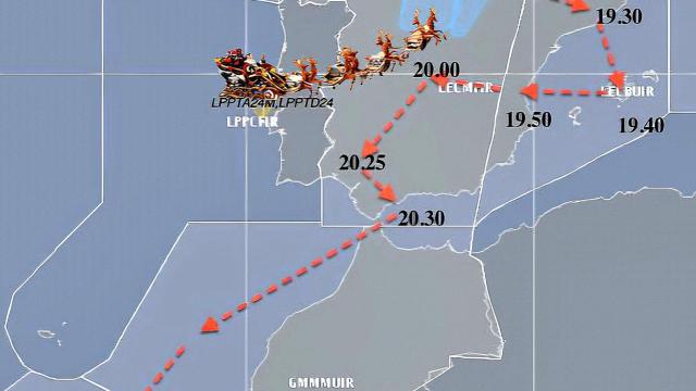 El divertido mapa de los controladores aéreos con la ruta que hará Papá Noel: pasará por Málaga a las 20.30 horas