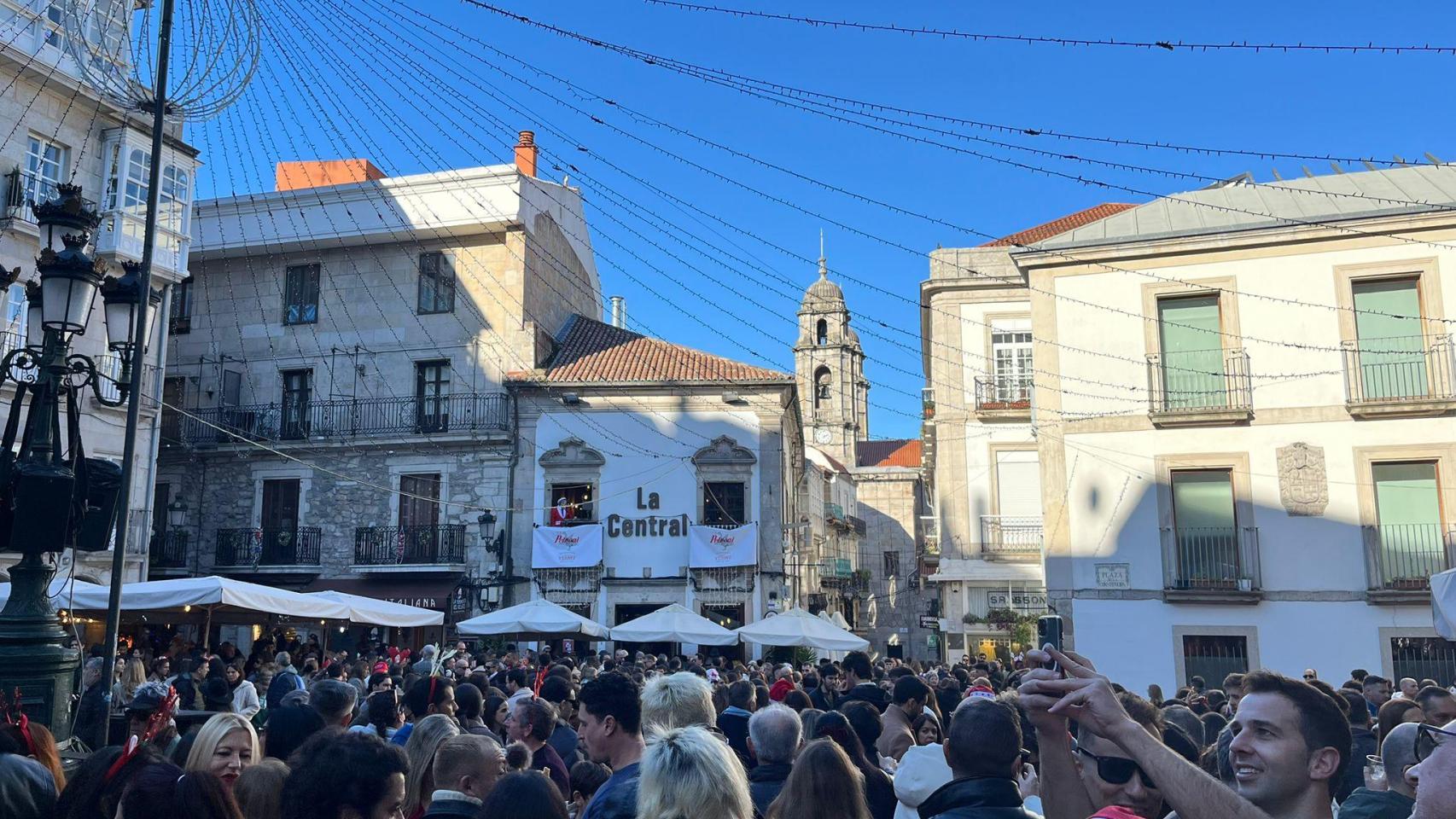 Plaza de la Constitución en Vigo en Nochebuena