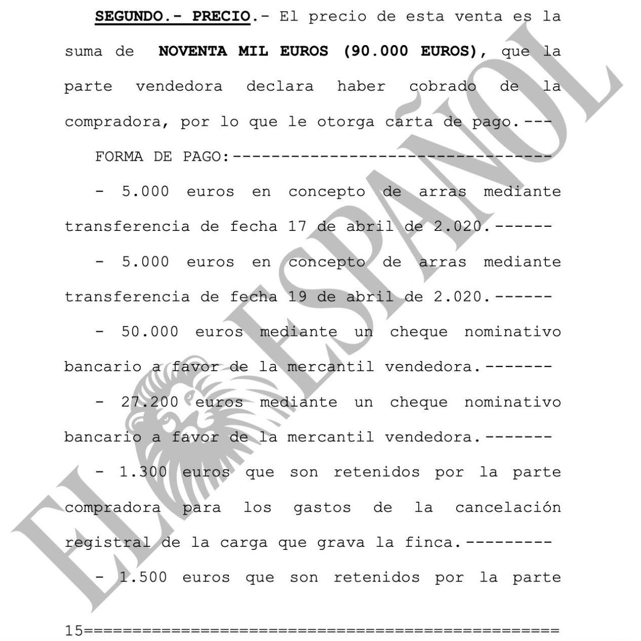 Imagen del documento de compra del local firmado ante el notario.