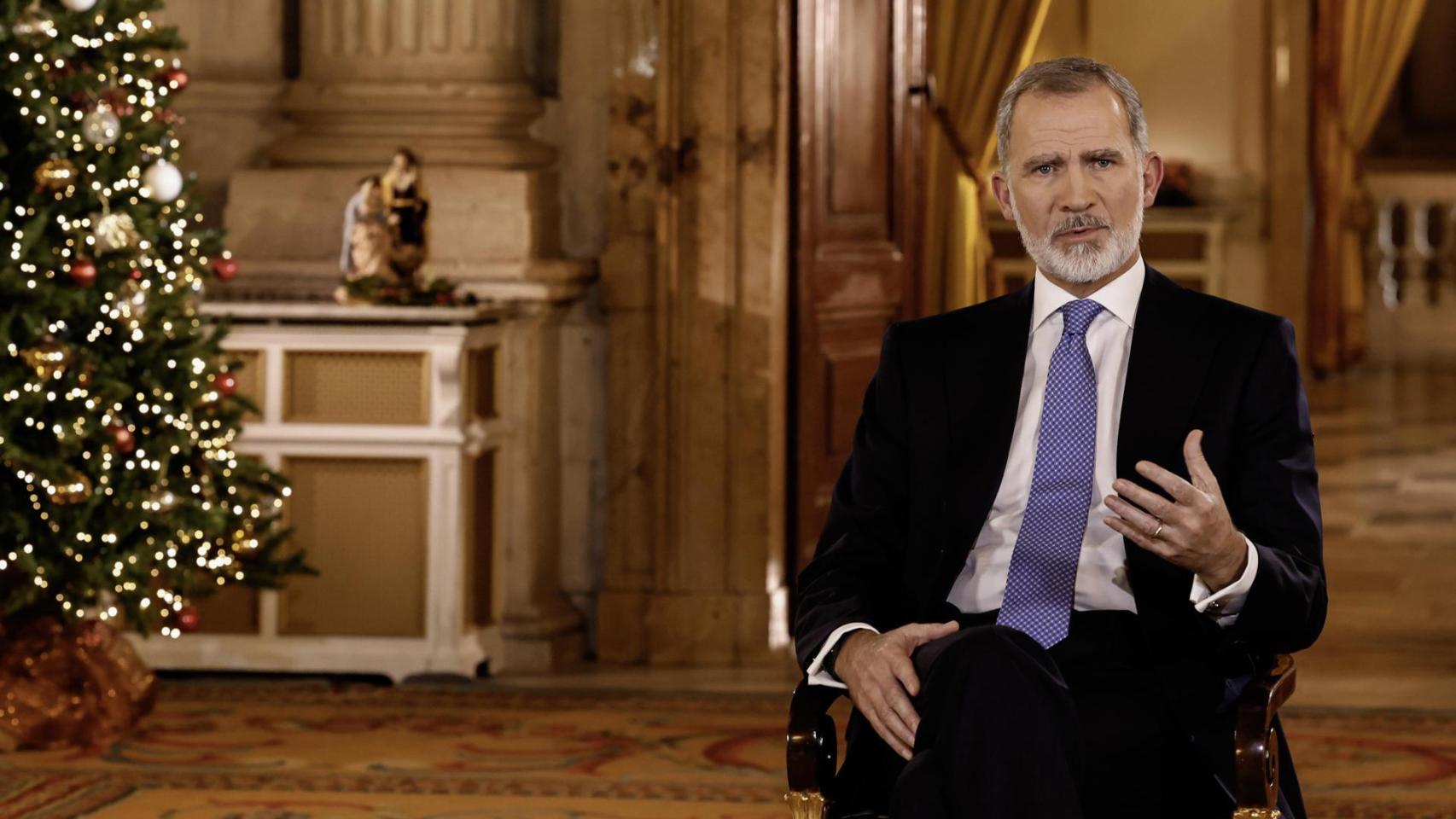 El rey Felipe VI pronunciando su mensaje de Navidad.