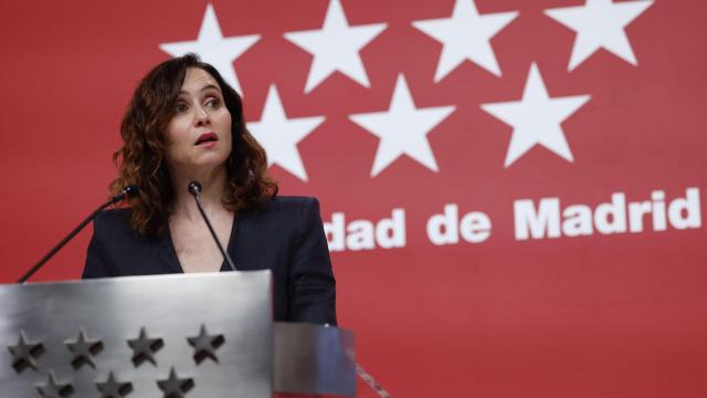 La presidenta de la Comunidad de Madrid, Isabel Díaz Ayuso, en la rueda de prensa de este jueves.