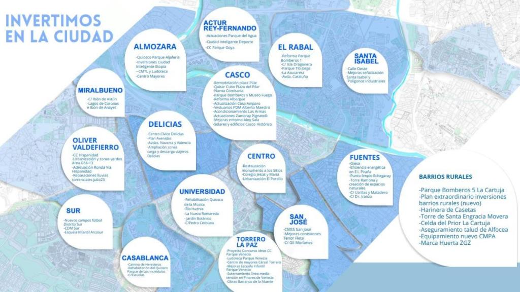 Los presupuestos de Zaragoza para 2025, por barrios.