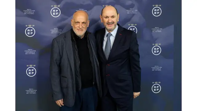 Javier Tebas y Rafael Louzán durante la presentación de la nueva Junta Directiva.