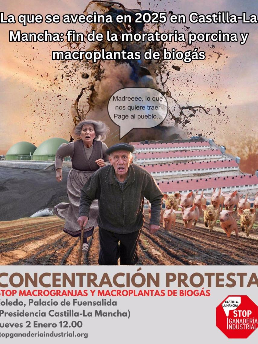 Convocatoria de la movilización contra las macrogranjas.