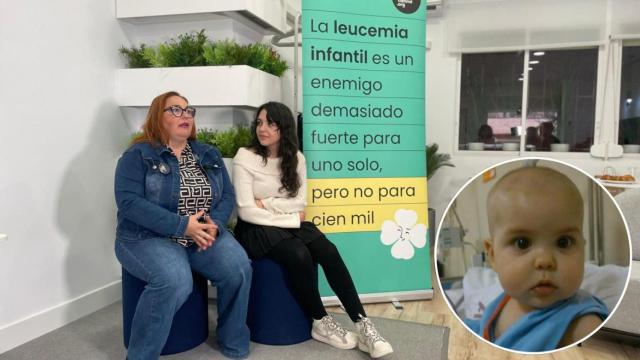 Montaje de una fotografía de Ana con su madre en un evento de la Fundación Unoentrecienmil y una fotografía de la joven durante el tratamiento.