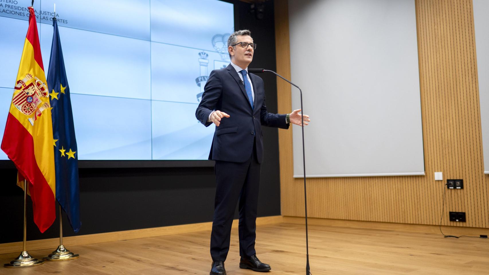 Félix Bolaños, en una rueda de prensa este viernes