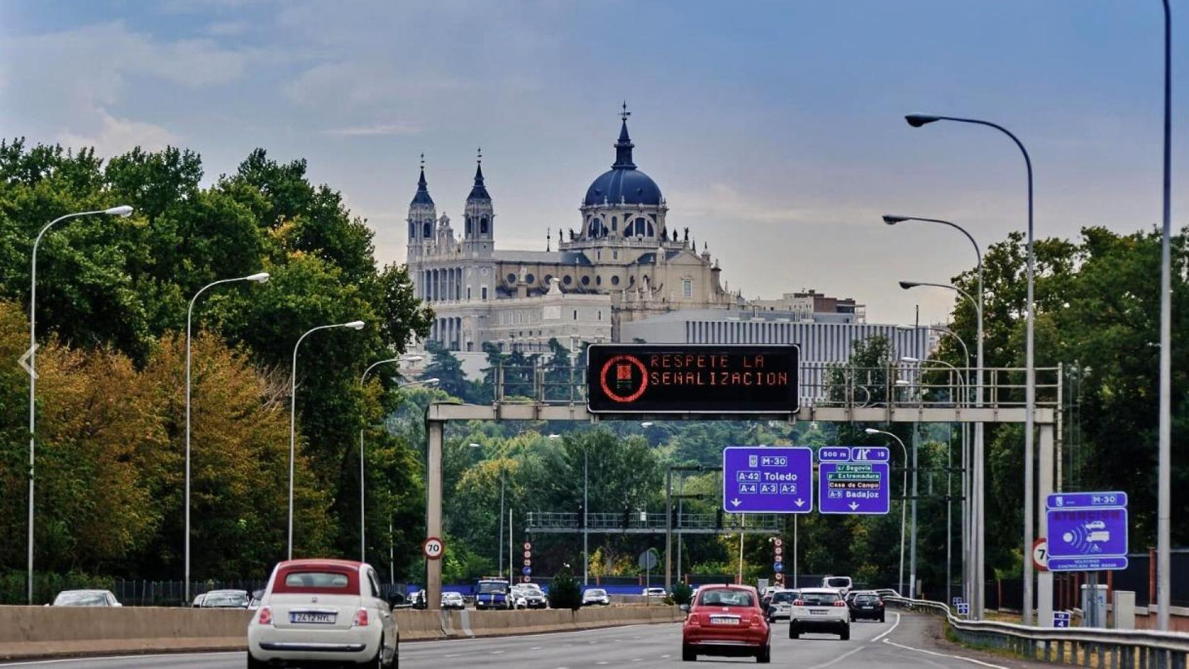 Un tramo de la M-30 de Madrid próxima a los túneles.