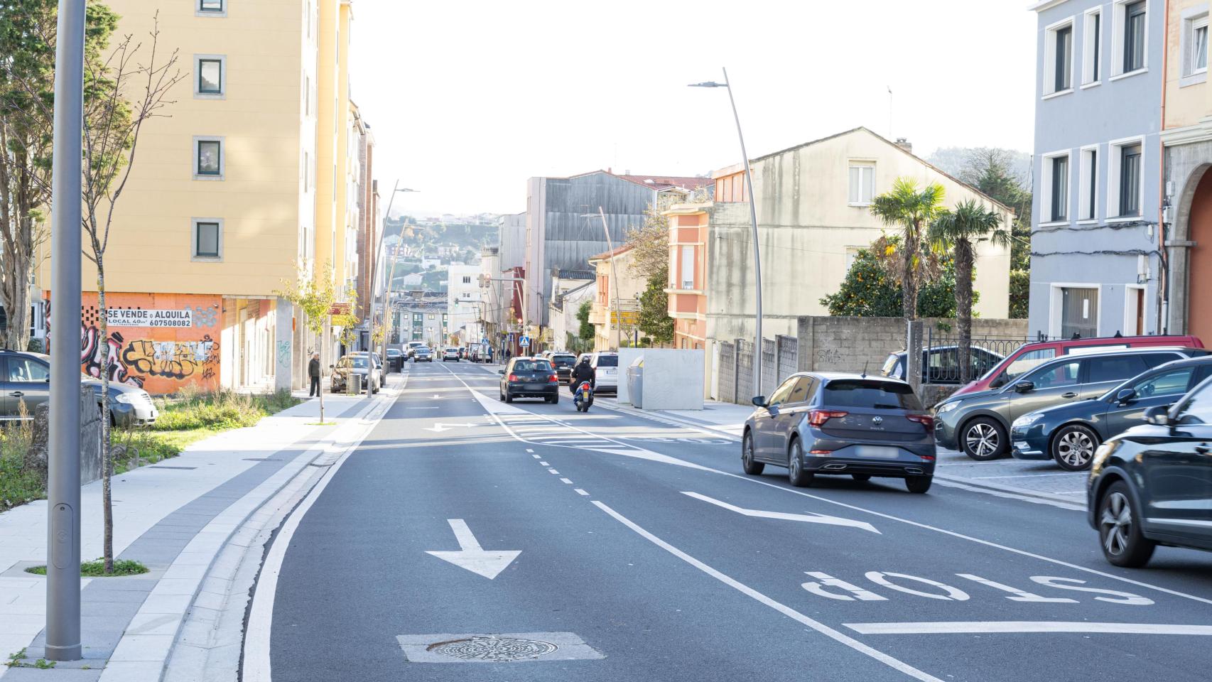 Obras de  humanización de la avenida de Vilaboa, en Culleredo (A Coruña)