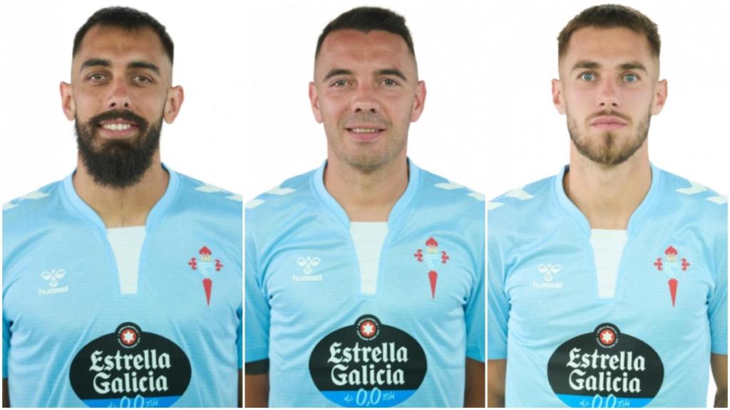 Iago Aspas, Borja Iglesias y Óscar Mingueza