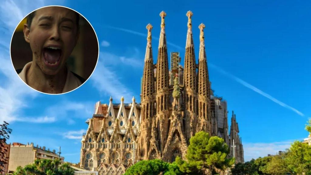 Montaje de la película y la Sagrada Familia.