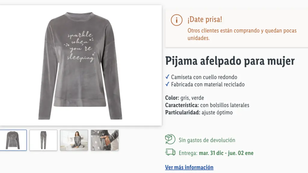 Pijama afelpado.