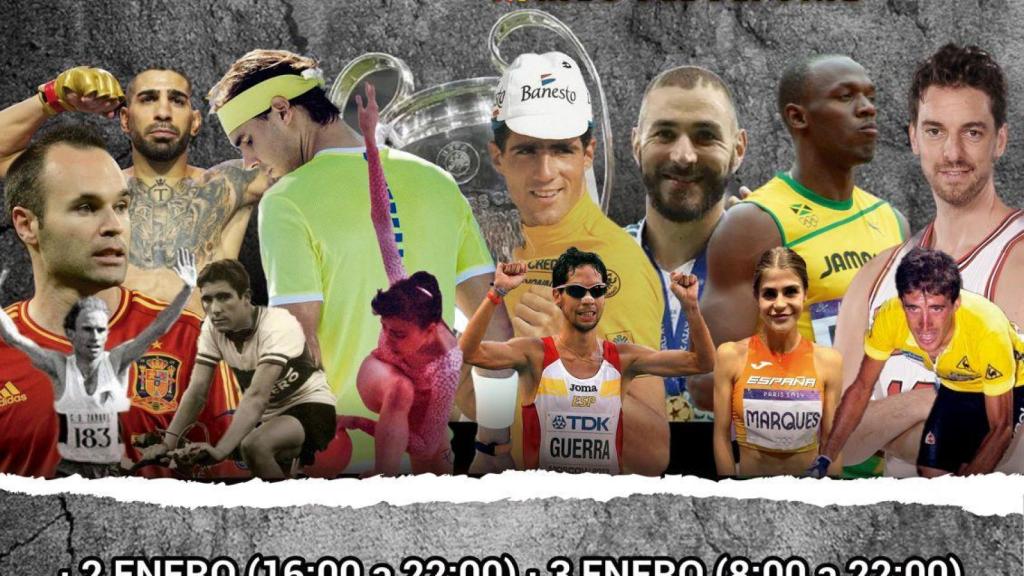 Cartel de la exposición Leyendas del Deporte en Segovia