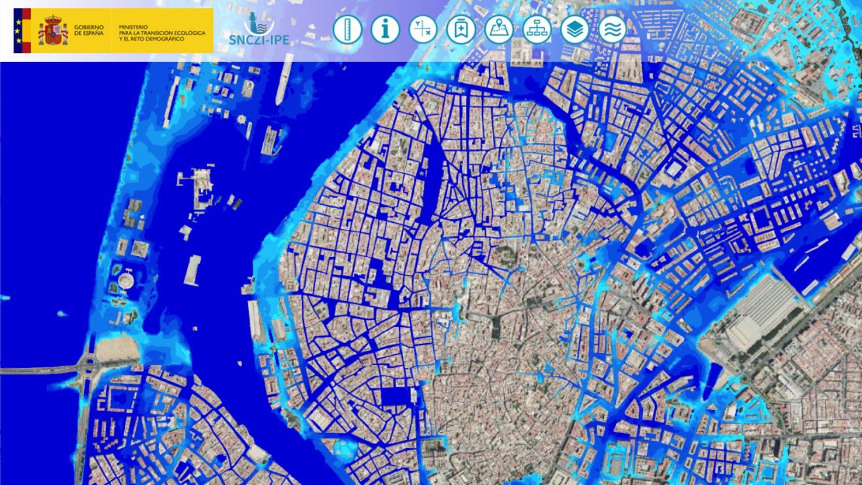 Mapa de zonas inundables del Gobierno de España