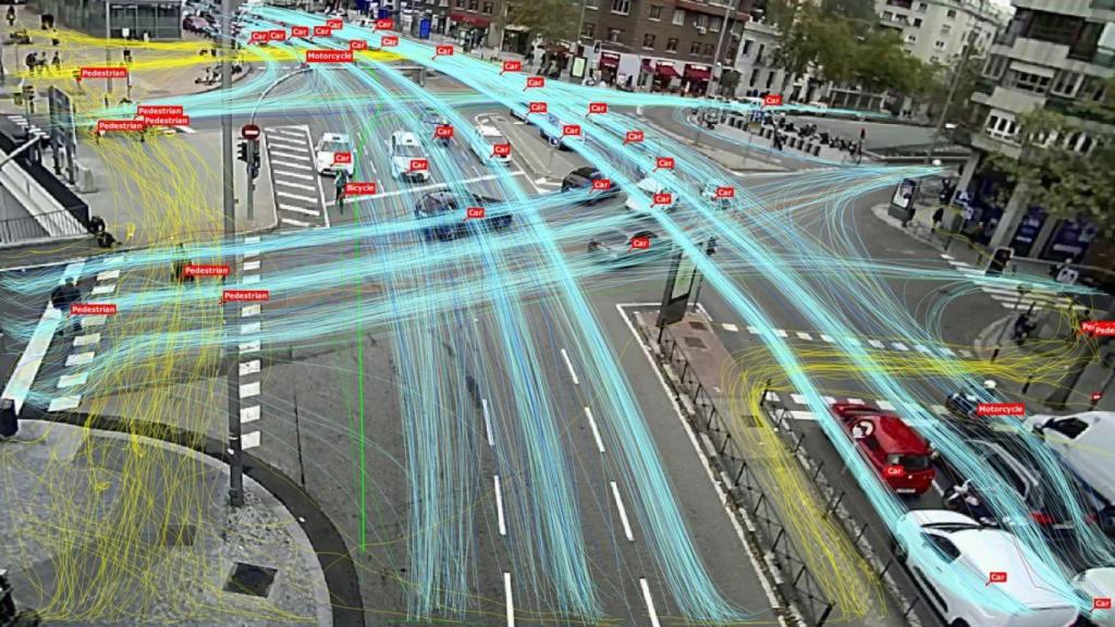 Imagen generada por las cámaras de inteligencia artificial en una calle de la ciudad de Madrid.