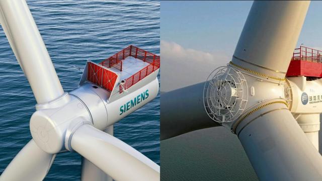 Turbina eólica 'offshore' de Siemens Gamesa y turbina eólica 'offshore' de la china Ming Yang.