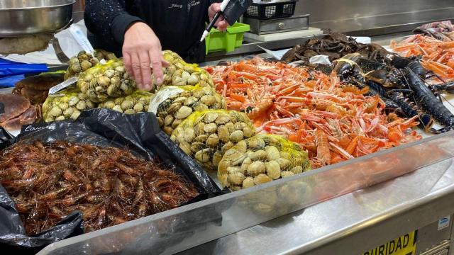 Marisco en el mercado de la Plaza de Lugo