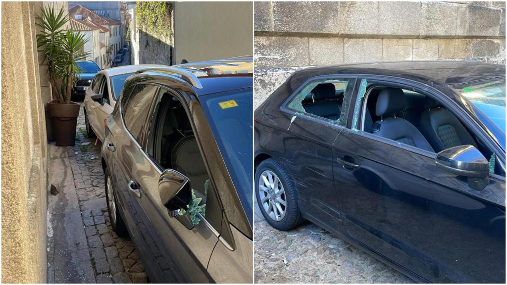 Coches vandalizados en Oporto