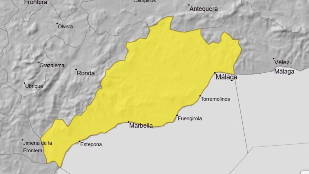 Aemet ha puesto el aviso amarillo en esta zona de la provincia de Málaga esta Nochevieja.