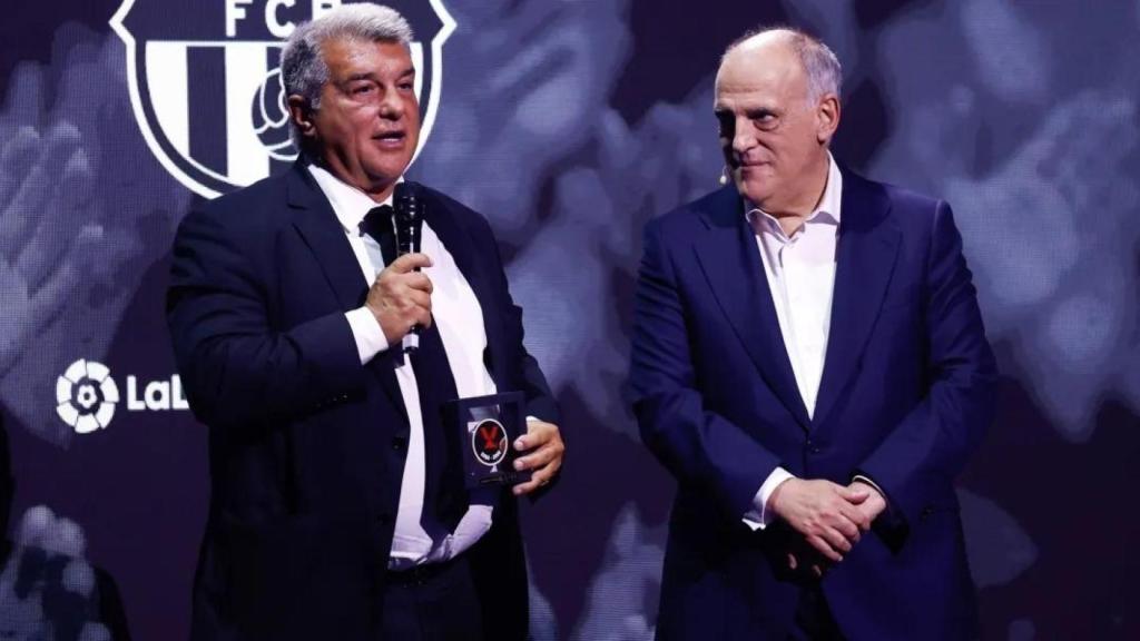 Joan Laporta y Javier Tebas, en un acto de LaLiga