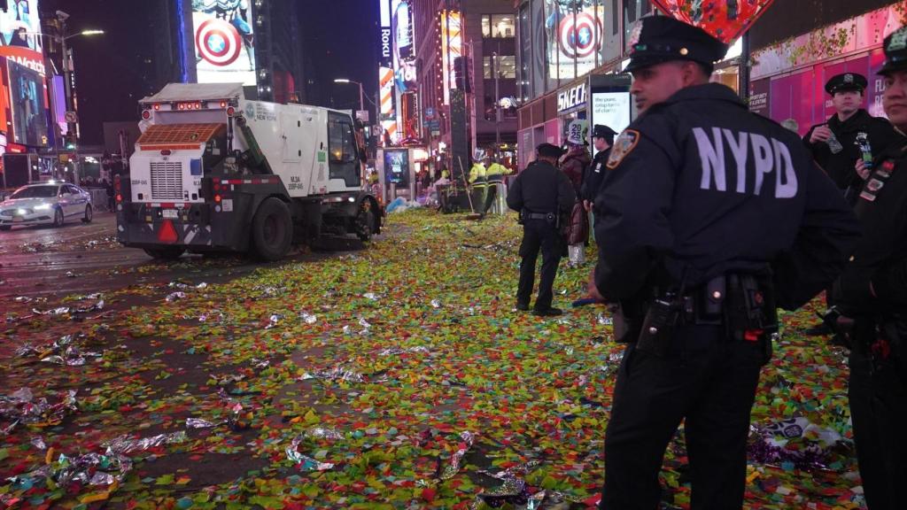 Residuos de la fiesta de Año Nuevo de Time Square.