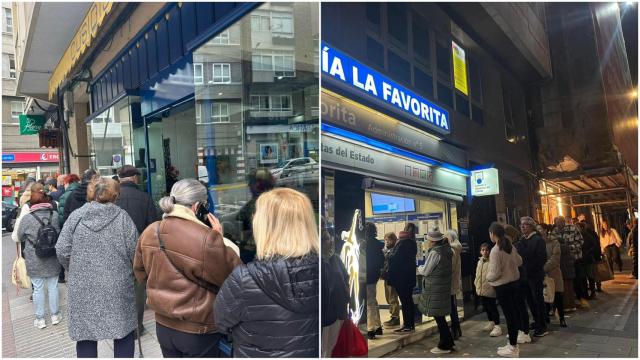 Colas para roscones y la Lotería del Niño en A Coruña el 2 de enero de 2025.