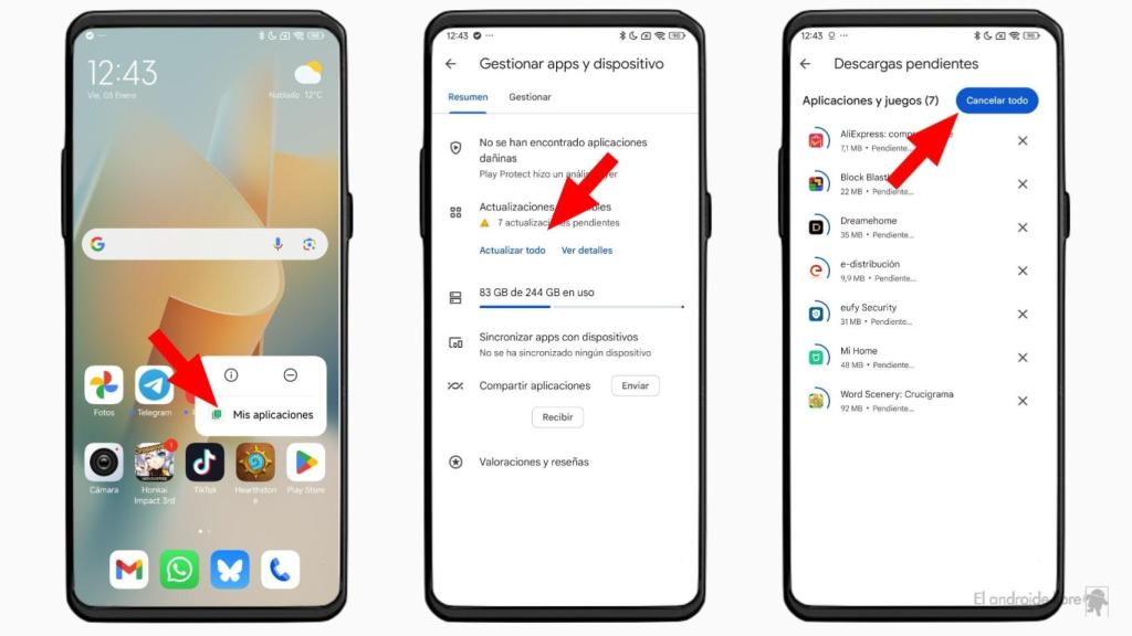Applications update at the Play Store