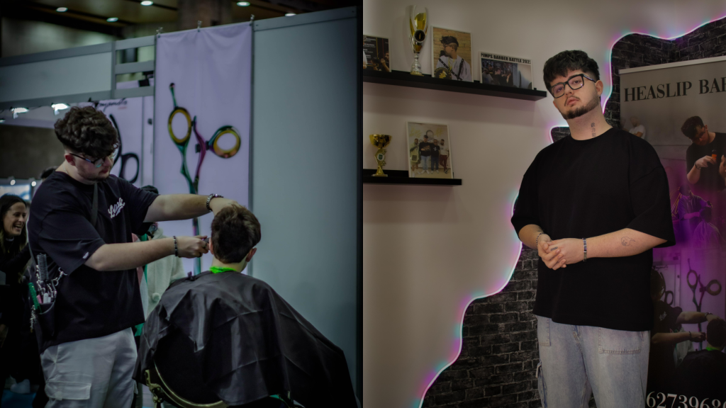 Christian Martín en su peluquería Heaslip Barber.