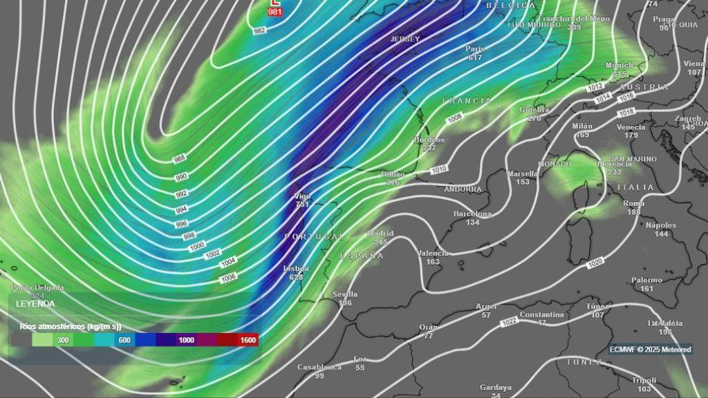 Un río atmosférico atravesará España.