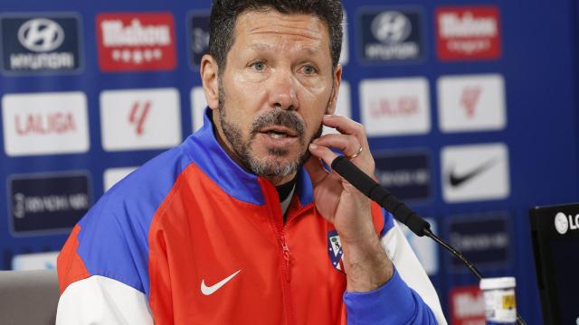 Simeone, en rueda de prensa con el Atlético de Madrid