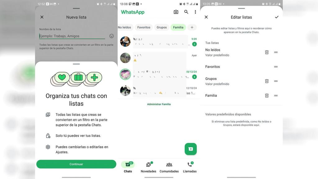 La lista personalizadas de contactos en WhatsApp