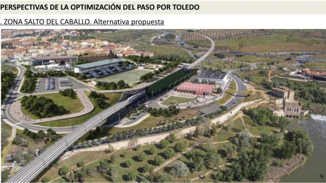 Falso túnel del AVE que discurrirá entre el estadio del Salto del Caballo y el pabellón polideportivo Javier Lozano.