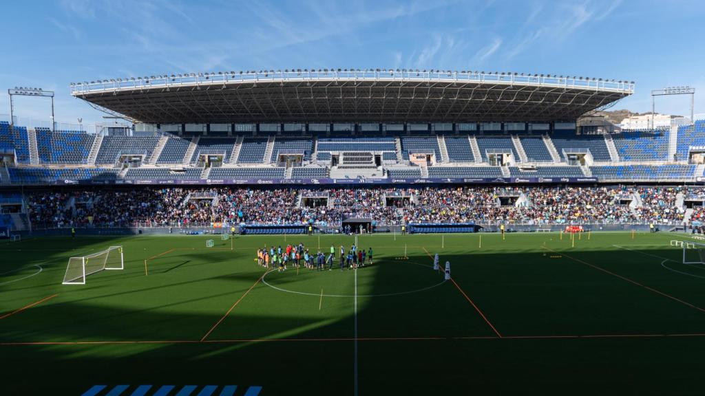 La Rosaleda esta mañana en la sesión matutina con público.