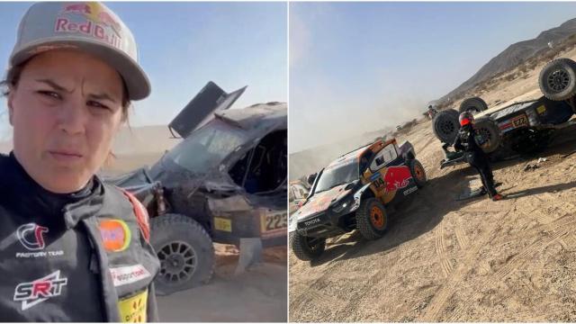 Laia Sanz tras su grave accidente en la etapa 1 del Dakar 2025.