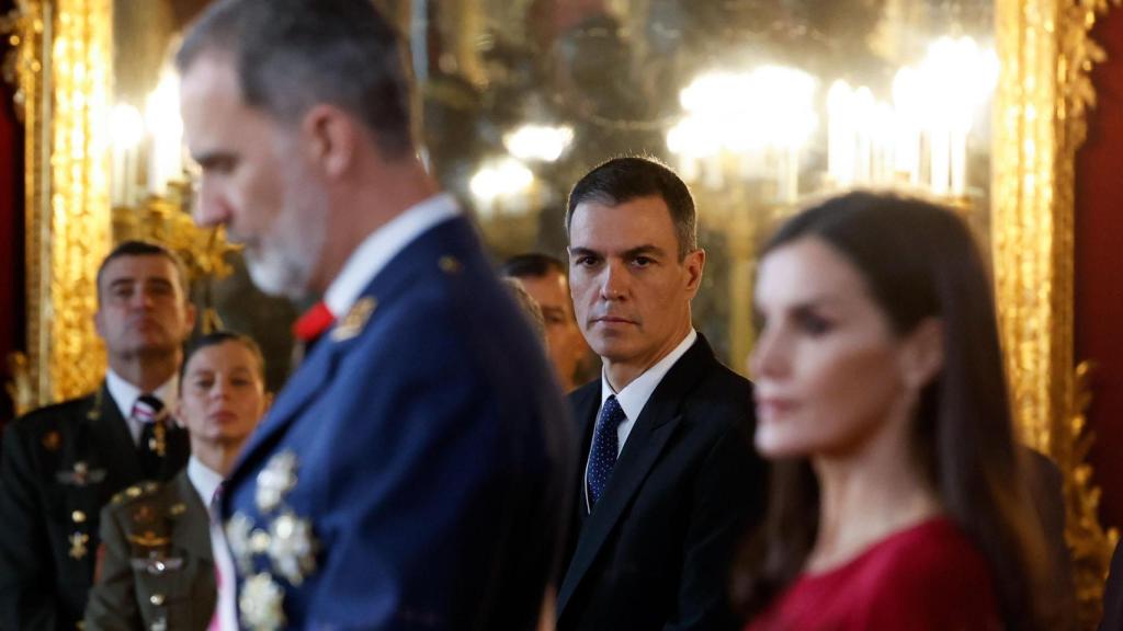 Pedro Sánchez, Felipe VI y la Reina Letizia, durante la Pascua Militar de 2024.