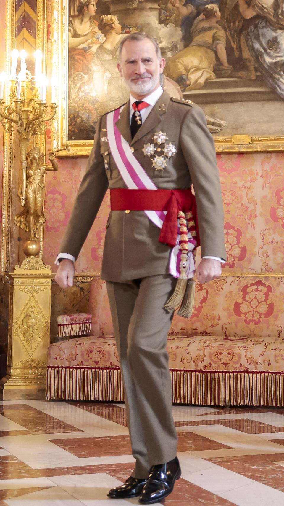 El rey Felipe en el Palacio Real este lunes por la mañana.