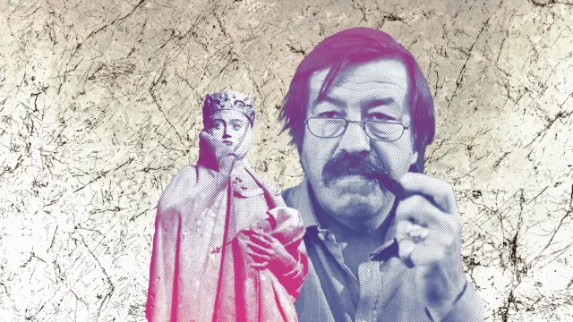 La estatua de Uta en la catedral de Naumburgo  y Günter Grass. Diseño: Rubén Vique