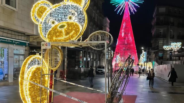 El oso navideño de Elduayen, en la Navidad de Vigo.