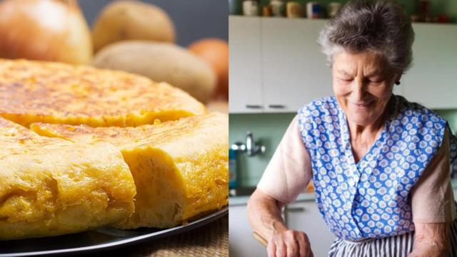 Abuela andaluza haciendo tortilla.