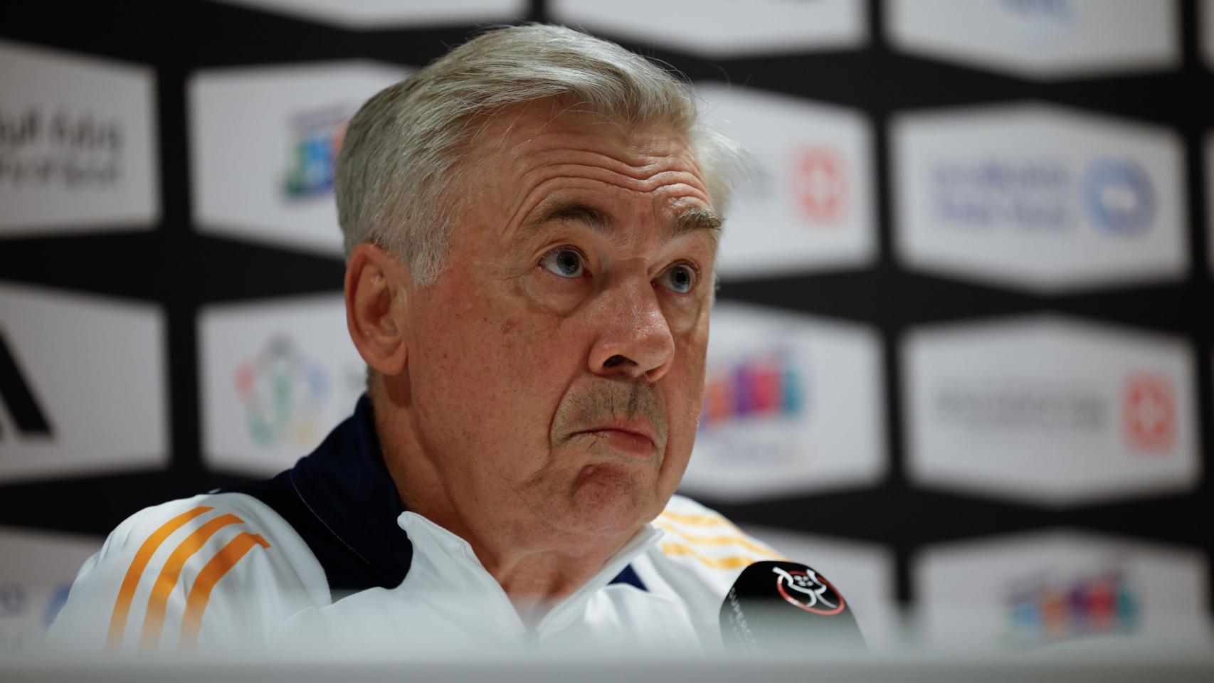 Carlo Ancelotti, en la rueda de prensa de la Supercopa de España.