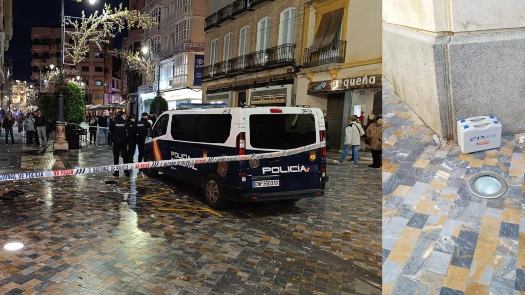 La Policía Nacional, este miércoles, acordonando Capitanía Marítima de Cartagena tras detectarse un maletín.