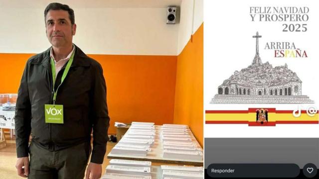 Alberto Amigo, concejal de Vox y una imagen de la felicitación