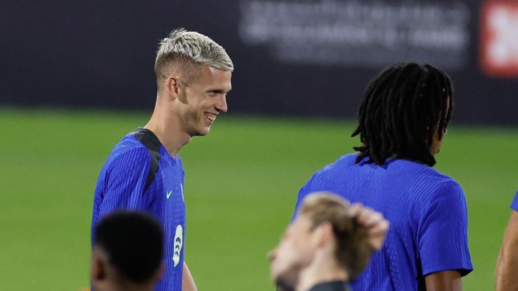 Dani Olmo, entrenando con el FC Barcelona